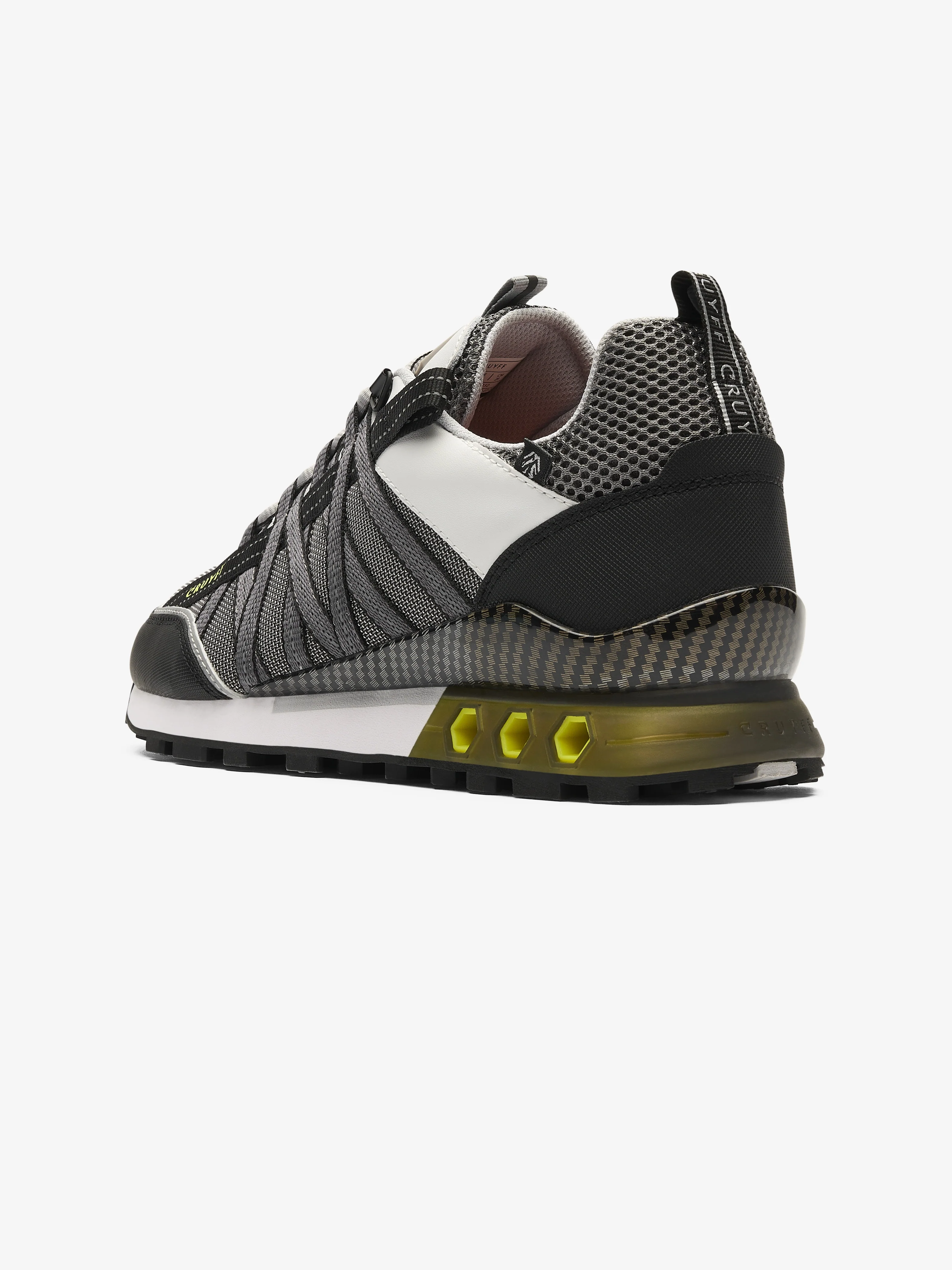 Cruyff Fearia Hex Tech Trainer - White / Fluo Yellow - Image 4