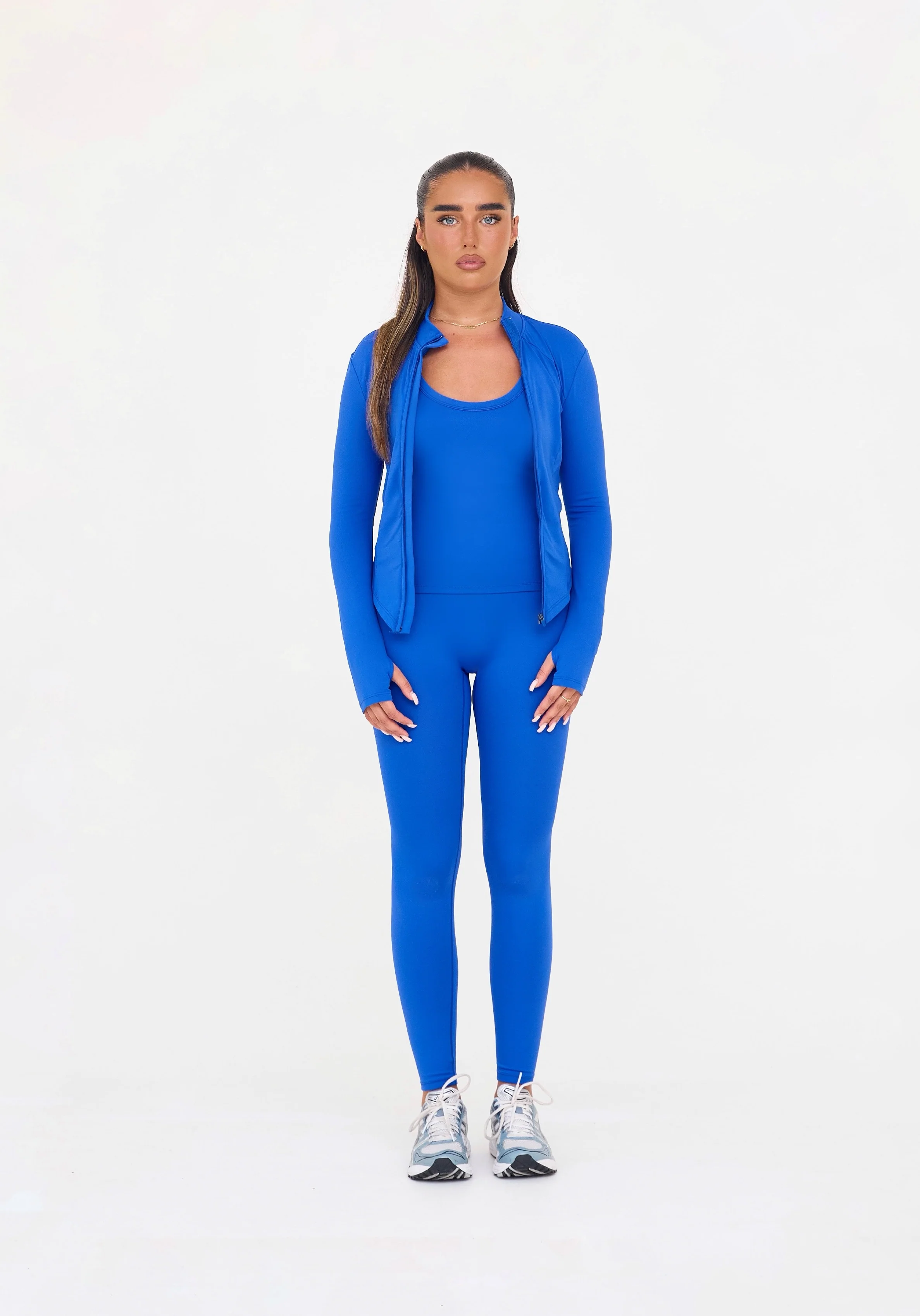 MDA Core Cobalt 3 Piece Sculpt Set - Zip Up Jacket / Vest Top / Wrap Leggings
