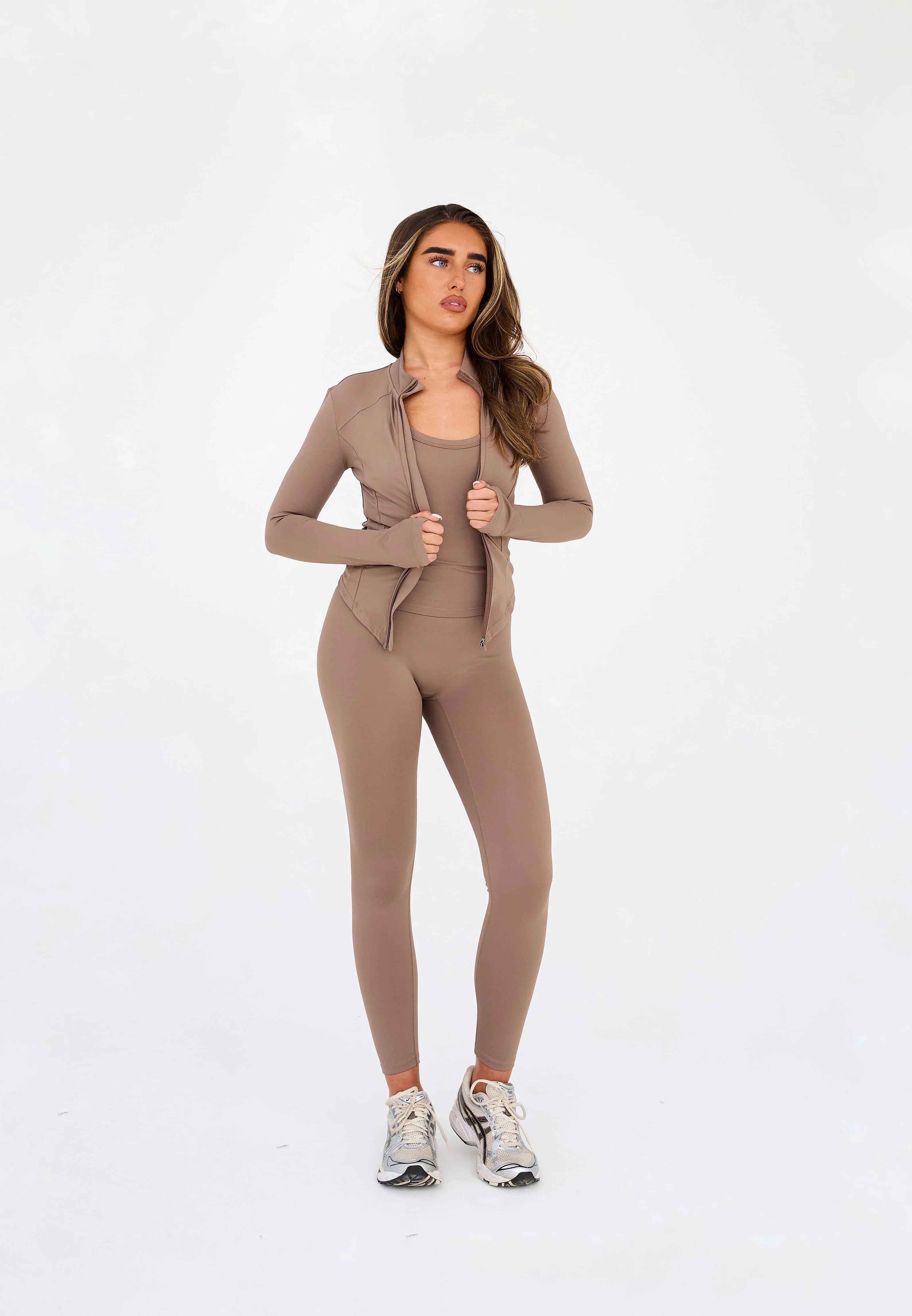 MDA Core Fawn 3 Piece Sculpt Set - Zip Up Jacket / Sculpt Vest Top / Wrap Leggings